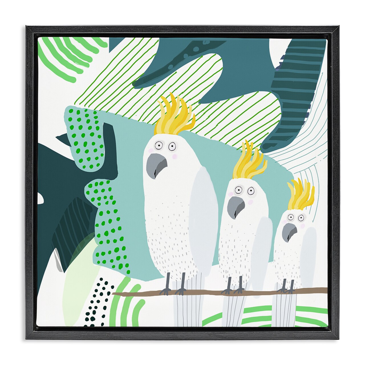 Stupell Industries Whimsical Patterned Cockatoo Framed Floater Canvas Wall Art Design by Carla Daly